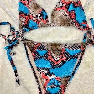 Fashion Nova Blue Animal Print Swim
